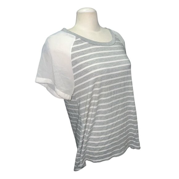 West Kei Womens Gray & White Striped Short Sleeve Raglan Top Size Large - Picture 11 of 11
